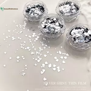 BeautifulHomeA 1 Lọ Bạc Sáng Bóng Kim Sa Lấp Lánh Mix Hình Ngôi Sao Tình Yêu Lát Đề Can Làm Móng Tay Paillette Quyến Rũ Móng Tay Nghệ Thuật Stiers VN