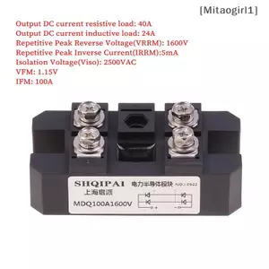 1 Cái Volt Silicon Đơn 1 Pha Diode Kim Loại Bộ Chỉnh Lưu Cầu MDQ 100A Amp 1600V Mô-đun Cầu Chỉnh Lưu Một Pha DC Công Suất Cao [Vn]