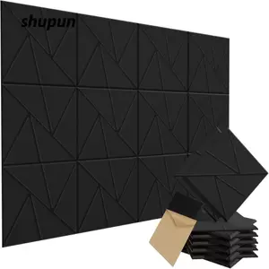 SHUPUN 1 Tấm nỉ âm thanh, Miếng dán tường thấm hút tiếng ồn vuông, DIY Loại bỏ tiếng vang Tấm xốp tự dính cách âm cho văn phòng Studio