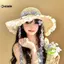 KUZHEN Mũ Rơm Thời Trang Nữ Phong Cách Hàn Quốc Với Nơ Hoa Mũ Chống Nắng Vành Lớn Cho Mùa Hè Sử Dụng Ngoài Trời HOT