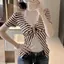 Áo thun ngắn tay sọc hai mảnh Pure Desire Style giả dành cho nữ mùa hè ren dây cổ chữ V Slim-Fit Slimm