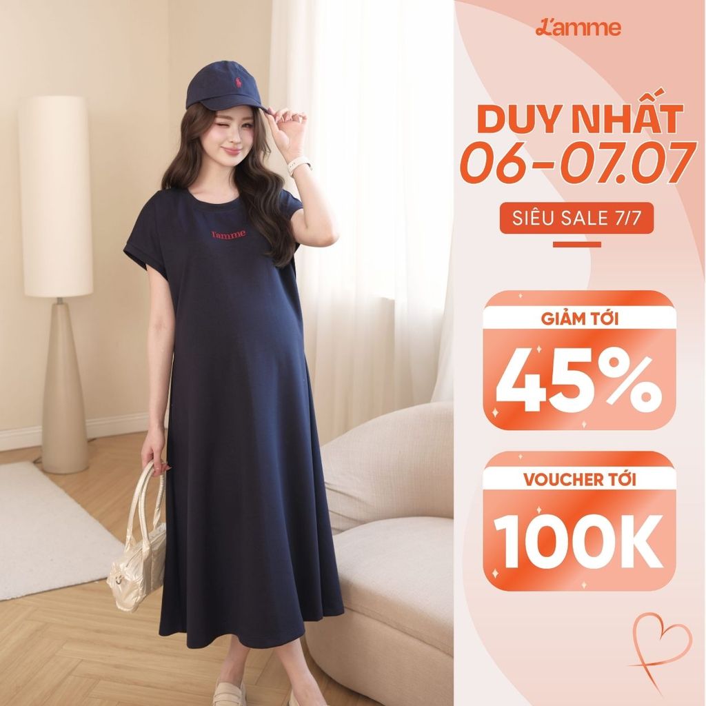 Váy Bầu DELLA DRESS L'amme - Chất Doubleface Cao Cấp Đứng Form, Dáng Suông Chữ A Che Bụng Đỉnh
