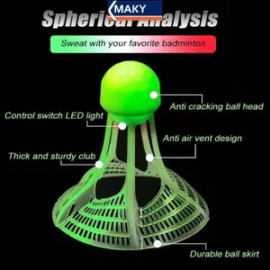 MAKY 1 Bóng Cầu Lông Phát Sáng Trong Bóng Tối Chống Gió Phát Sáng Bóng Nhựa Siêu Bền Nylon Có Đèn VN