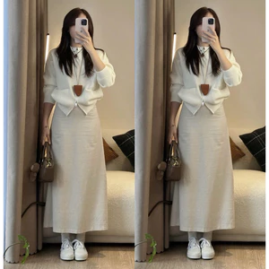 Chân váy LINEN THÔ dáng dài 88cm có lót trong (ẢNH OLDSCHOOL) Hàng đẹp - - Hieuvy Botique