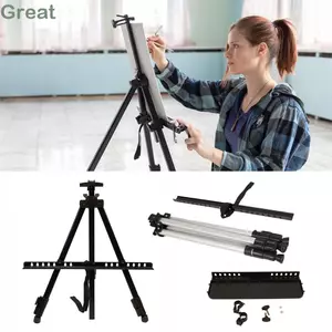 Đế trưng bày TUYỆT VỜI, Giá vẽ phác thảo bạc màu đen tam giác, Lắp đặt hợp kim nhôm di động Kệ dụng cụ miễn phí Giá đỡ du lịch trong nhà ngoài trời