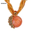 MIC _ Bohemian Nữ Kim Cương Giả Kẻ Sọc Con Công Tròn Giả Opal Mặt Dây Chuyền Vòng Cổ Quà Tặng