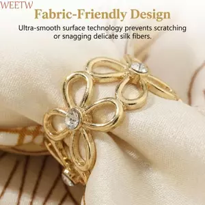 WEETW Khăn Choàng Nhẫn Kẹp, Rỗng Ra Pha Lê Khăn Khóa, Bề Mặt Mịn Có Thể Điều Chỉnh Hoa Thiết Kế Chất Liệu Hợp Kim Hijab Kẹp Nữ Cô Gái