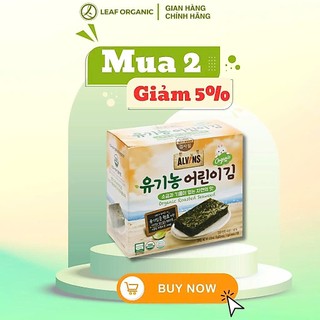 [MUA 1 THÙNG 12 HỘP TẶNG 2 HỘP] Rong biển hữu cơ cán dẹt ăn liền và tách muối cho bé Alvins