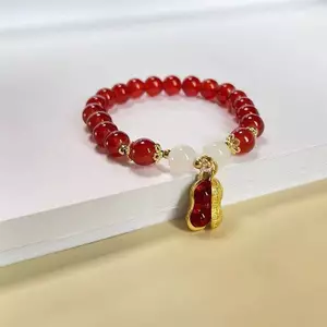 VFZ Năm Mới Luy Đính Hạt Vòng Tay Thanh Lịch Hạt Đỏ Đậu Phộng Mặt Dây Chuyền Charm Lắc Tay Phong Cách Trung Hoa Trang Sức Cho Nữ Lễ Hội Quà Tặng Louislifecool