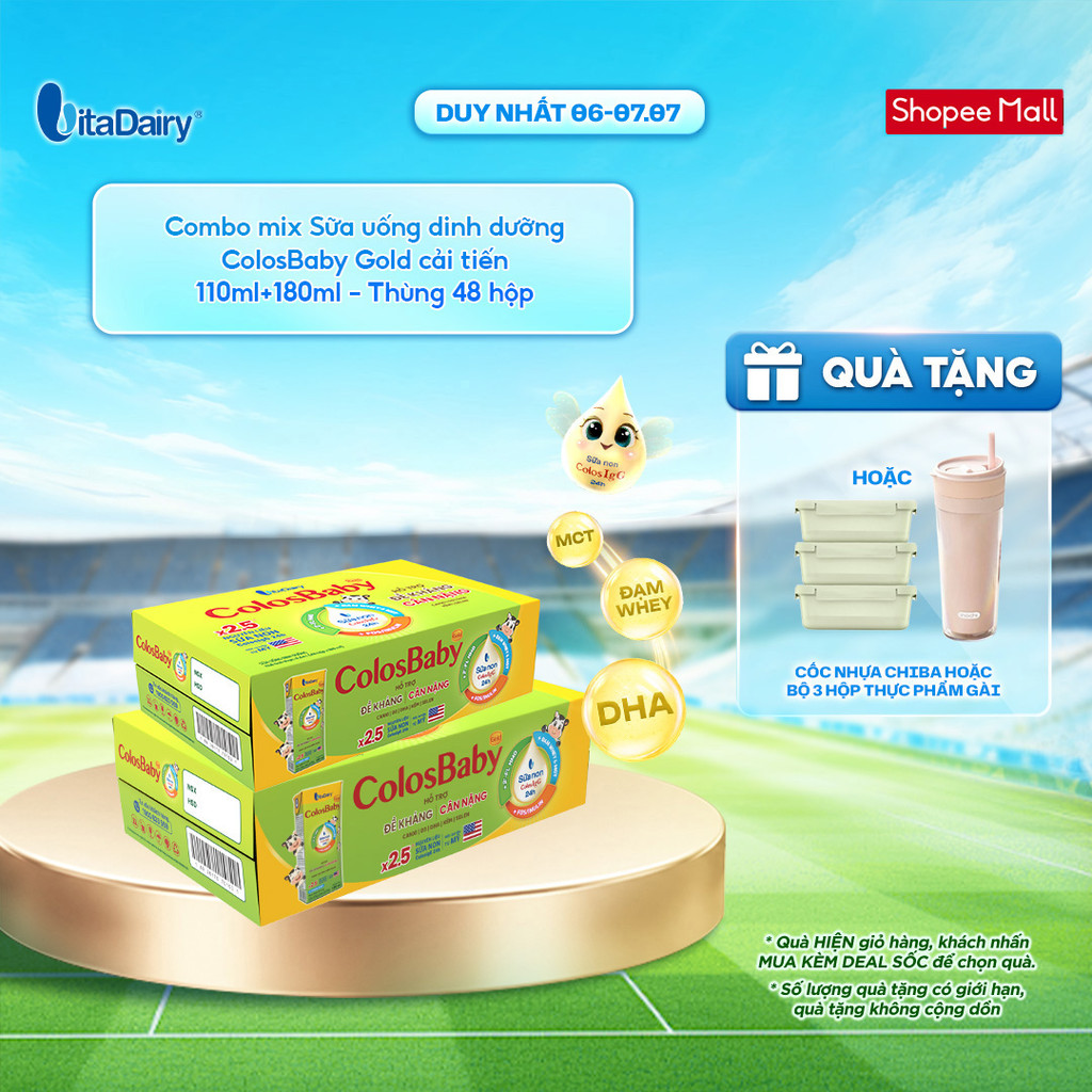 [COMBO MIX 2 THÙNG 48 HỘP] Sữa uống dinh dưỡng ColosBaby Gold cải tiến 110ml+180ml