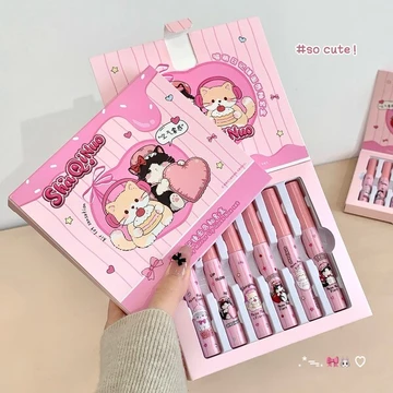 | 【his romand】 | ♟SHAQINUO Meow Nhật Ký Dễ Thương Gương Son Bóng Bộ Hộp Nước Bóng Dudu Thủy Tinh Dầu Dưỡng Ẩm Son Môi Dưỡng Ẩm❆