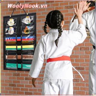 Giá đỡ trưng bày đai Taekwondo WOOLYNOOK, có thanh treo huy chương Túi treo nỉ Giá đỡ màn hình đai Karate, Quà tặng túi lưu trữ nhẹ di động