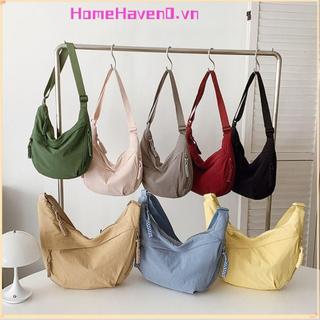 Túi Đeo Ngang HOMEHAVEN, Túi Đeo Vai Vải Nhẹ, Màu Trơn Đơn Giản Hàn Quốc Túi Bánh Bao Dung Tích Lớn Du Lịch
