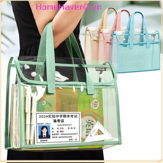 Túi xách thử nghiệm HOMEHAVEN, Túi đựng hồ sơ trong suốt đa chức năng PVC, Túi đựng tài liệu dung tích lớn di động dày Đồ dùng văn phòng trường học