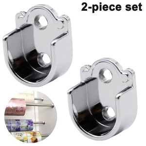 2 Chiếc Tủ Quần Áo Đường Sắt Móc Treo Cần Ổ Cắm Hỗ Trợ Ống Đầu Tròn Giá Đỡ