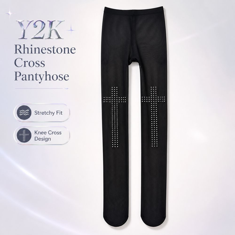Quần nữ Y2K với họa tiết chữ thập kim cương giả, thiết kế retro vintage và chất liệu mềm mại