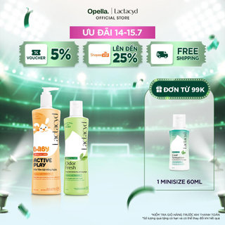Bộ Dung Dịch Vệ Sinh Phụ Nữ Lactacyd Odor Fresh 250ml + Sữa Tắm Gội Trẻ em Lactacyd Active Play 500ml