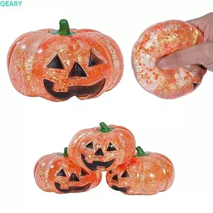 QEARY Halloween Shiny Fidget Toy, Màu sắc tươi sáng Bóng căng thẳng hình quả bí ngô mềm, Đồ chơi thư giãn Bóp mực Đồ chơi Squisht hình bí ngô phục hồi chậm Halloween