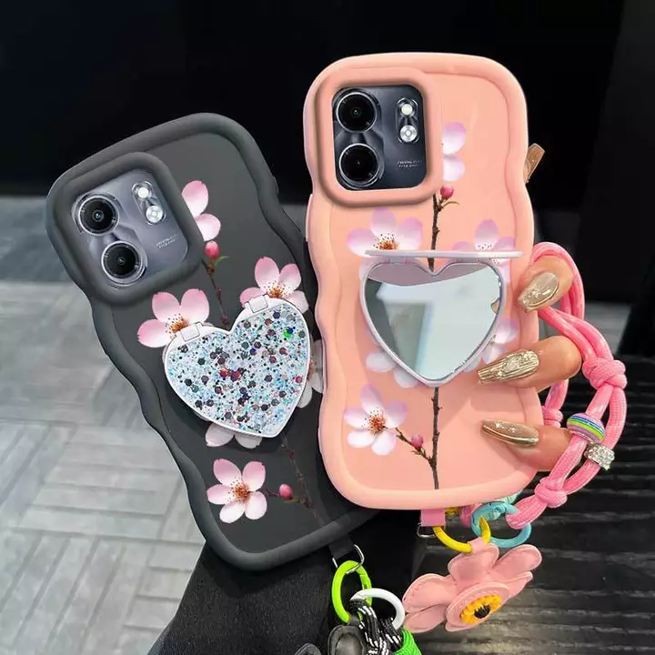 3 chiếc (Vỏ điện thoại hoa đào đẹp + Dây buộc hoa + Chân đế) Vỏ điện thoại cho Infinix Smart 9 / SPARK 20 PRO / Smart 10 PLUS / Spark Go 1 4G / SPARK GO 2025 / Spark Go 1s / Tecno Pop 9 4G