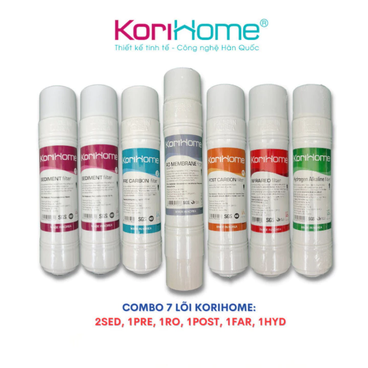 Bộ 7 lõi lọc nước Korihome WPK-906 dùng cho máy lọc nước Korihome WPK-906 Hàng chính hãng