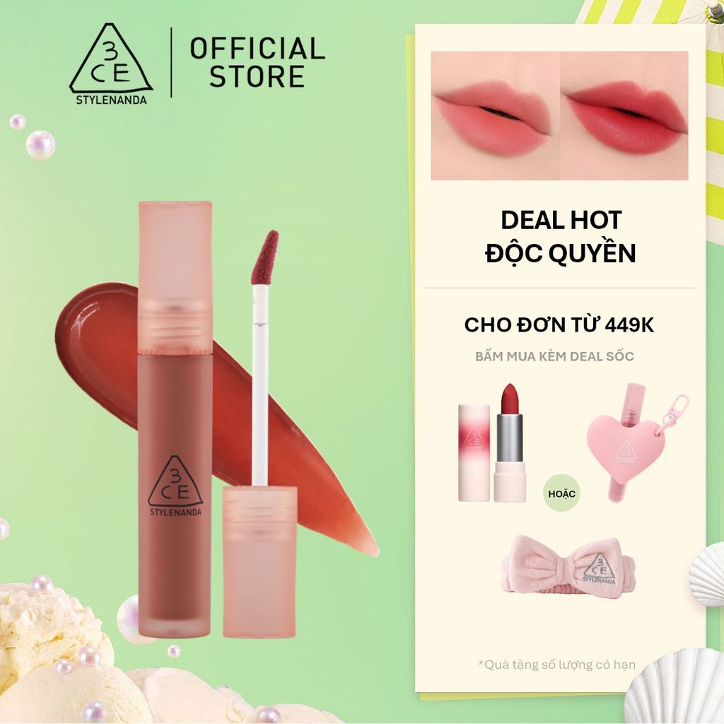 Son Kem Lì 3CE Blur Water Tint Mịn Môi Mờ Ảo, Không Lem, Lâu Trôi, Che Phủ Rãnh Môi, Bền Màu, Nhẹ Môi