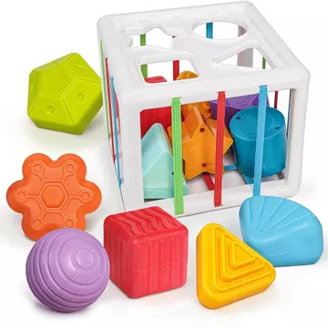Đồ chơi phân loại hình LiKee cho bé từ 1 tuổi trở lên, 10 khối Montessori cho bé, Đồ chơi học tập cho trẻ mới biết đi giác quan dành cho kỹ năng vận động tinh, Đồ chơi phát triển cho trẻ sơ sinh Quà t