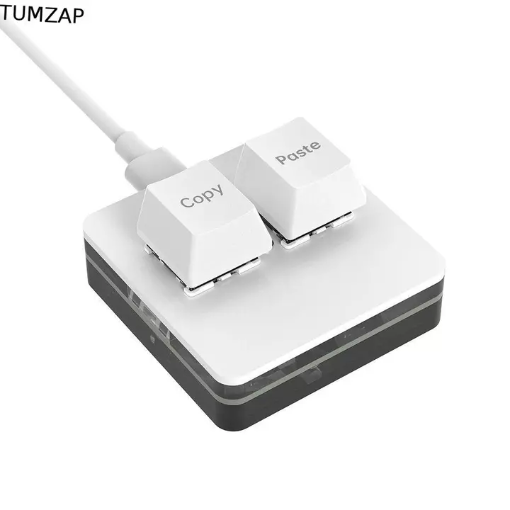 TUMZAP Bàn phím mini 2 tùy chỉnh, Bàn phím Mini Copy Paste Bàn phím, Trao đổi nóng Phím cơ làm sáng Giao diện Type-c 2 phím Bàn phím mini PC