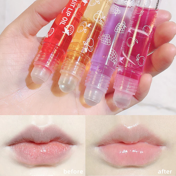 Phong Cách Học Sinh Fruity Roll On Lip Gloss Không Màu Dưỡng Ẩm Môi Dưỡng Ẩm Son Môi Primer Phai Màu Môi Đường Thủy Tinh Môi Nữ
