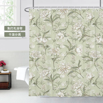 Bắc Âu Tươi Retro Tắm Rèm Tắm Hoạt Hình Phòng Tắm Chống Thấm Nước Chống Nấm Mốc Vệ Sinh Phân Vùng Rèm Cửa Rèm Treo Rèm
