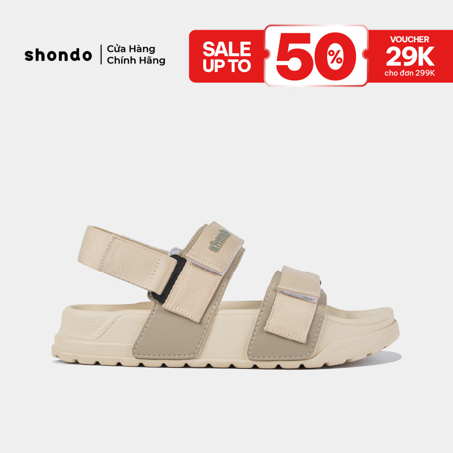 Giày Platy Nam Nữ SHONDO Êm, Thời Trang Thích Hợp Đi Học, Đi Chơi Be Phối Rêu PLA2545