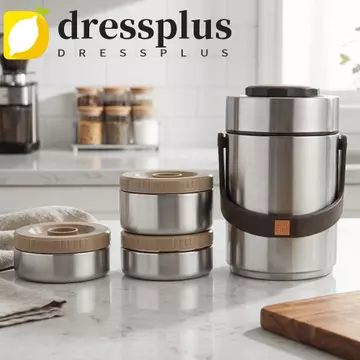 Hộp đựng thực phẩm cách nhiệt DRESSPLUS, Hộp đựng thực phẩm cách nhiệt bằng thép không gỉ 304 giữ nóng / lạnh lâu trôi, Hộp đựng bữa ăn riêng lẻ chống rò rỉ dung tích lớn Bình đựng thực phẩm cách nhiệ