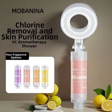 Bộ lọc nước đầu vòi hoa sen MOBANINA, Hỗn hợp với vòi hoa sen khử clo Vitamin C có mùi thơm, Bộ lọc chống bỏng thời trang Tạp chất Máy lọc vòi hoa sen hoa oải hương Phụ kiện phòng tắm
