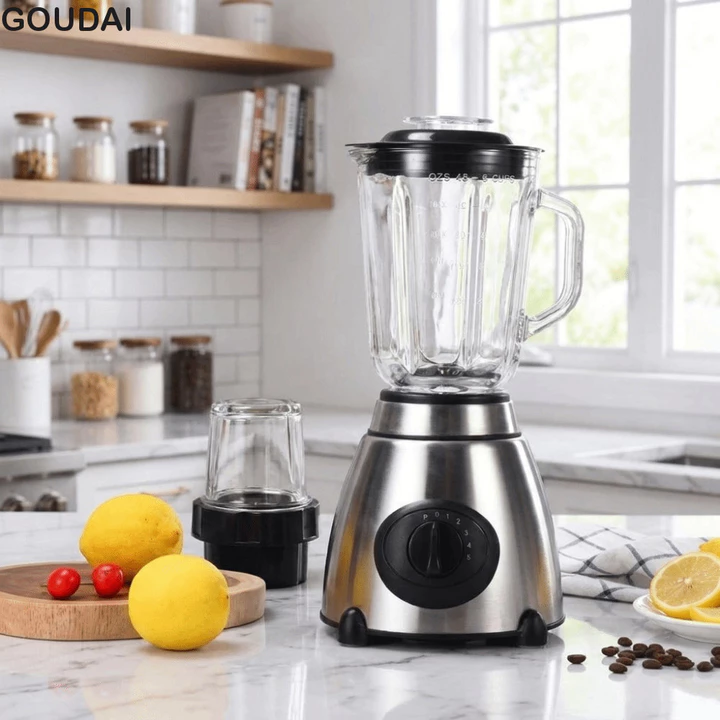 Máy xay sinh tố nước ép GOUDAI, Máy xay sinh tố đa chức năng 1,5 L, Vỏ thép không gỉ dung tích lớn phù hợp EU / US / UK Plug Máy xay sinh tố treo tường