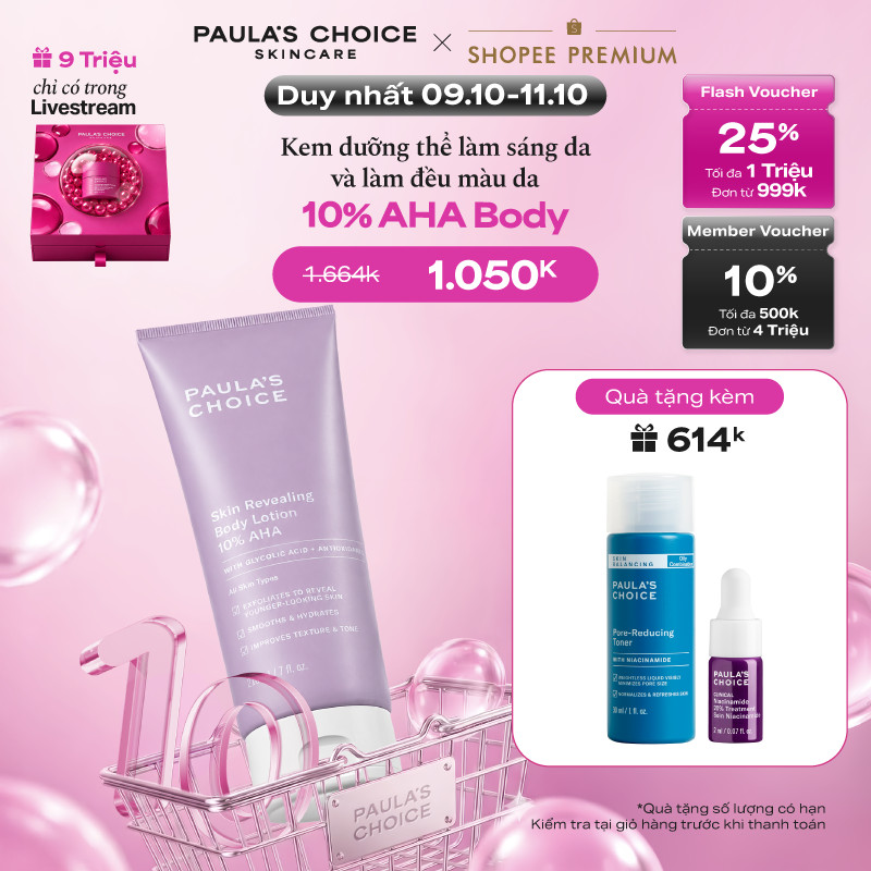 Kem dưỡng thể làm sáng da và làm đều màu da Paula's Choice Skin Revealing Body Lotion 10% AHA 210ml 5900
