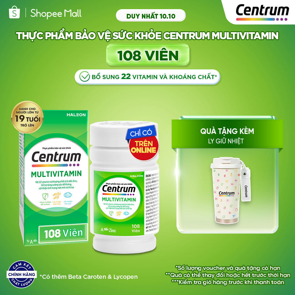 Thực phẩm bảo vệ sức khỏe CENTRUM MULTIVITAMIN cho NGƯỜI LỚN TỪ 19 TUỔI – 108 Viên