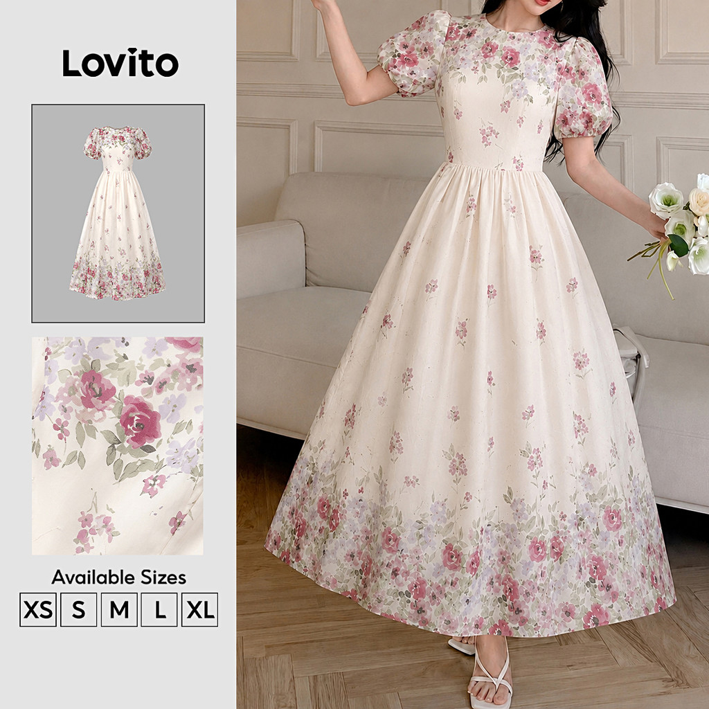 Lovito Đầm nữ trắng thanh lịch dáng váy quấn mùa xuân/hè DRK9P1D155