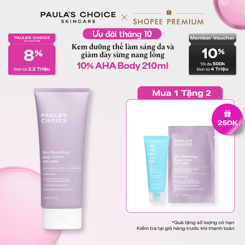 Kem dưỡng thể làm sáng da và làm đều màu da Paula's Choice Skin Revealing Body Lotion 10% AHA 210ml 5900