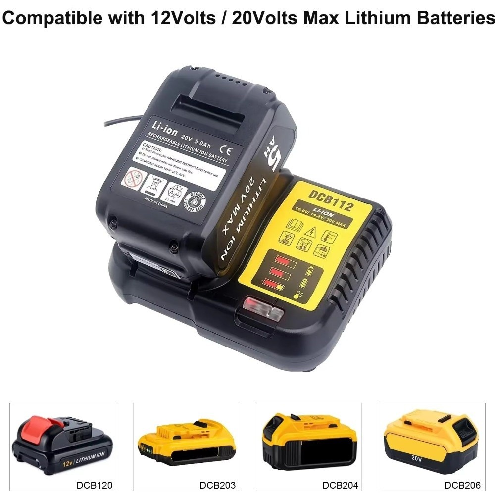 Bộ sạc pin Lithium FANIELLAPOWELL, Bộ chuyển đổi pin đế bằng nhựa, Bộ chuyển đổi công cụ nguồn DCB112 18V 20V cho pin DeWalt Đế sạc nhanh Repalce