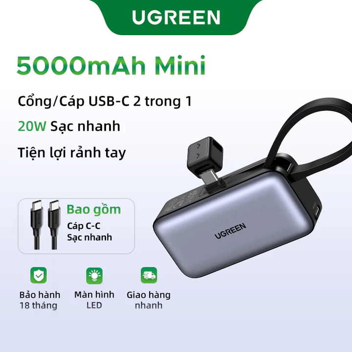 【Pin Sạc Dự Phòng Có Thể Đặt Hàng】Sạc dự phòng UGREEN 5000mAh Power Bank PD20W / SCP22.5W USB-C Mini Sạc Nhanh Di Động