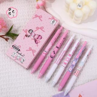 6 Bút Gel Sấy Nhanh - 0.5mm Mực Đen Kawaii Hồng Nơ Viết Mịn Cho Văn Phòng Trường Học