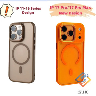 Ốp điện thoại mờ mờ từ tính màu cam vũ trụ 17 Series mới cho IPhone 17 Pro Max Air 12 13 14 15 16 Pro Max Plus Vỏ mặt sau cứng Vỏ viền mềm Bảo vệ Vỏ chống sốc