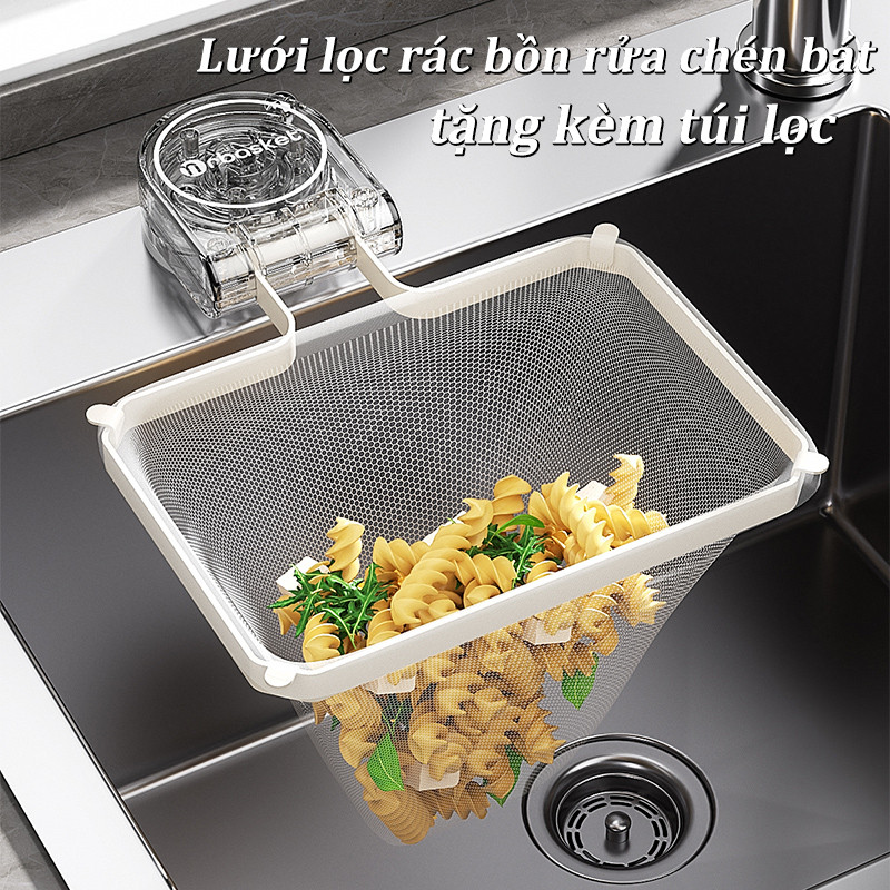 Giá Đỡ Lưới Lọc Rác Bồn Rửa Nhà Niêu, tặng kèm túi lọc, Lưới Lọc Rác Hút Chân Không, Tiện Lợi, Không Cần Khoan Đục