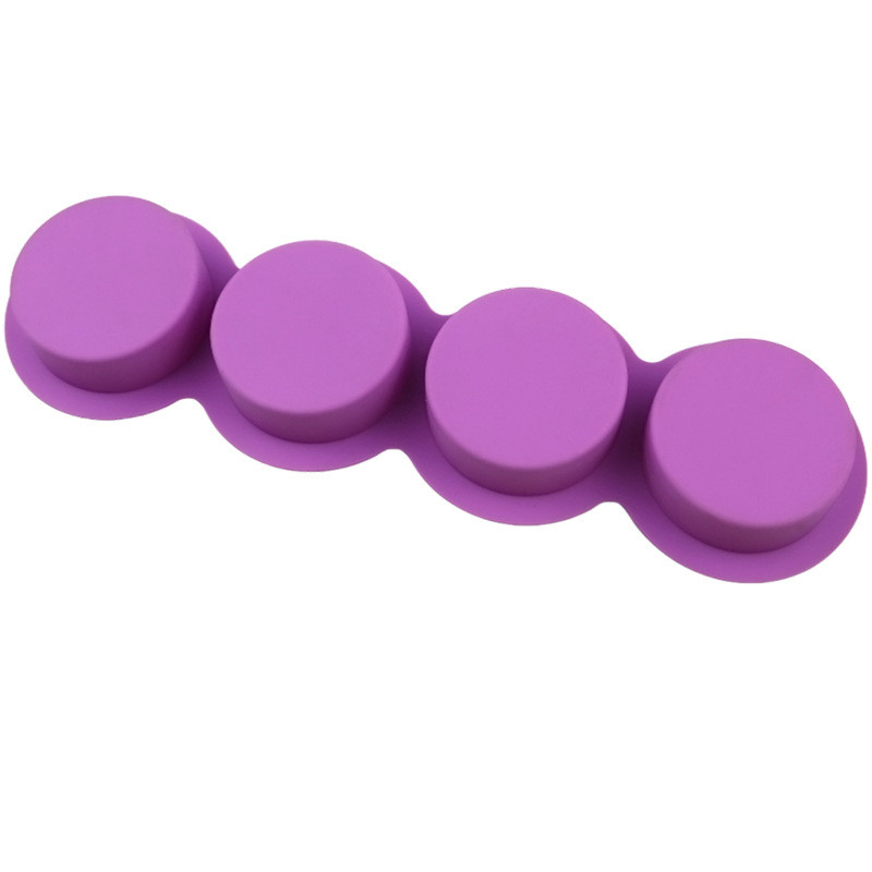4 Khoang Hoa Văn Tròn Khuôn Silicon DIY Handmade Xà Phòng Khuôn Thơm Thạch Cao Khuôn Bánh Mousse Món Tráng Miệng Khuôn Nướng Bánh- * --