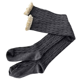 Tất NICOLOO Gothic, Tất Dài Chất Liệu Cotton Tất Đầu Gối, Ren Gợi Cảm Ấm Áp JK Quần Nữ Bé Gái