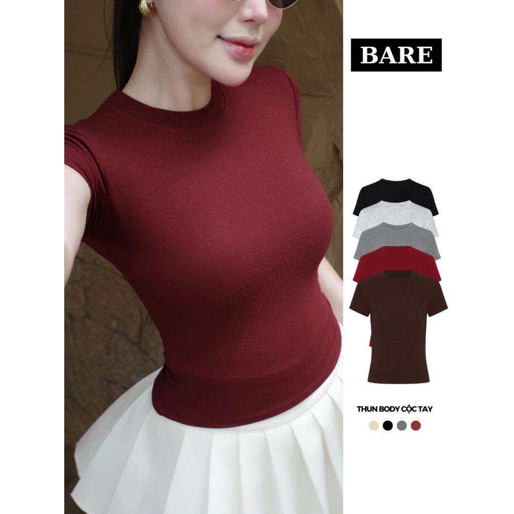Áo Thun Thắt Eo Ôm Body Cổ Tròn Basic, Áo Ôm Body Nữ Chất ZipLụa Dày Dặn, Mềm Mịn Co Giãn_AT047