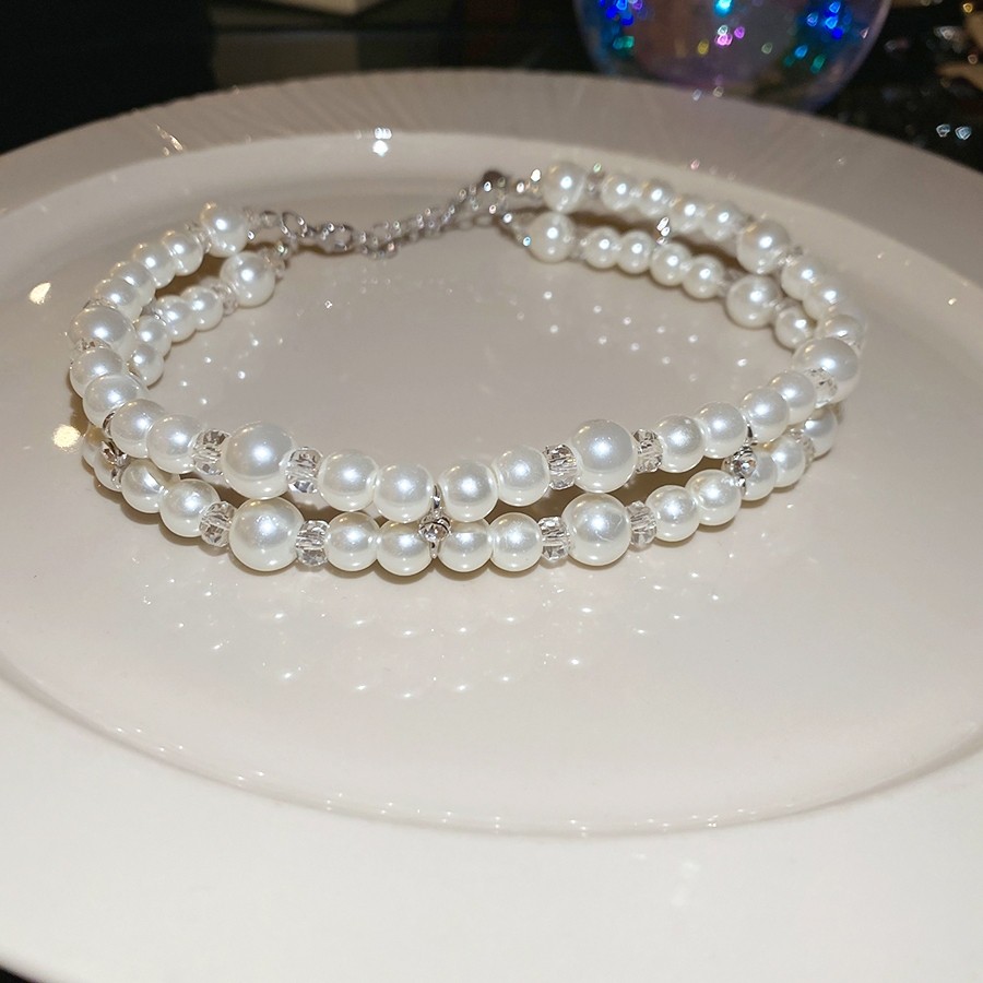 Vòng cổ hai lớp với ngọc trai, cườm và kim cương - Thời trang và thanh lịch