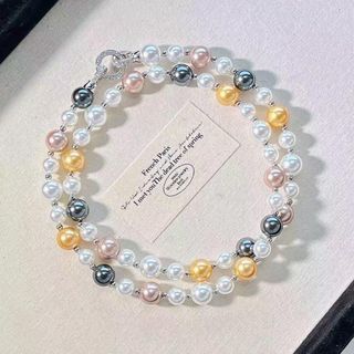 N1133 Vòng Cổ, Dây Chuyền, Mix Ngọc Nhân Tạo Kem Đen Trắng Vàng Dài 80cm Khoá Cao Cấp - DAISYN.