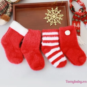 Tất Giáng Sinh Cho Bé Tập Đi Tất Sàn Chống Trơn Trượt Mùa Đông Ấm Áp Fuzzy Crew Tất Cho Bé Gái Bé Trai