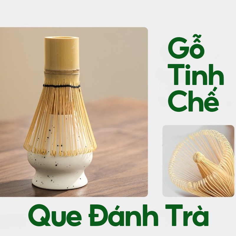 Bộ Dụng Cụ pha Matcha gồm Chawan, Chổi Chasen, Chân đế, Thìa tre, Rây lọc, Quà Tặng Cho Người Thích Uống Trà