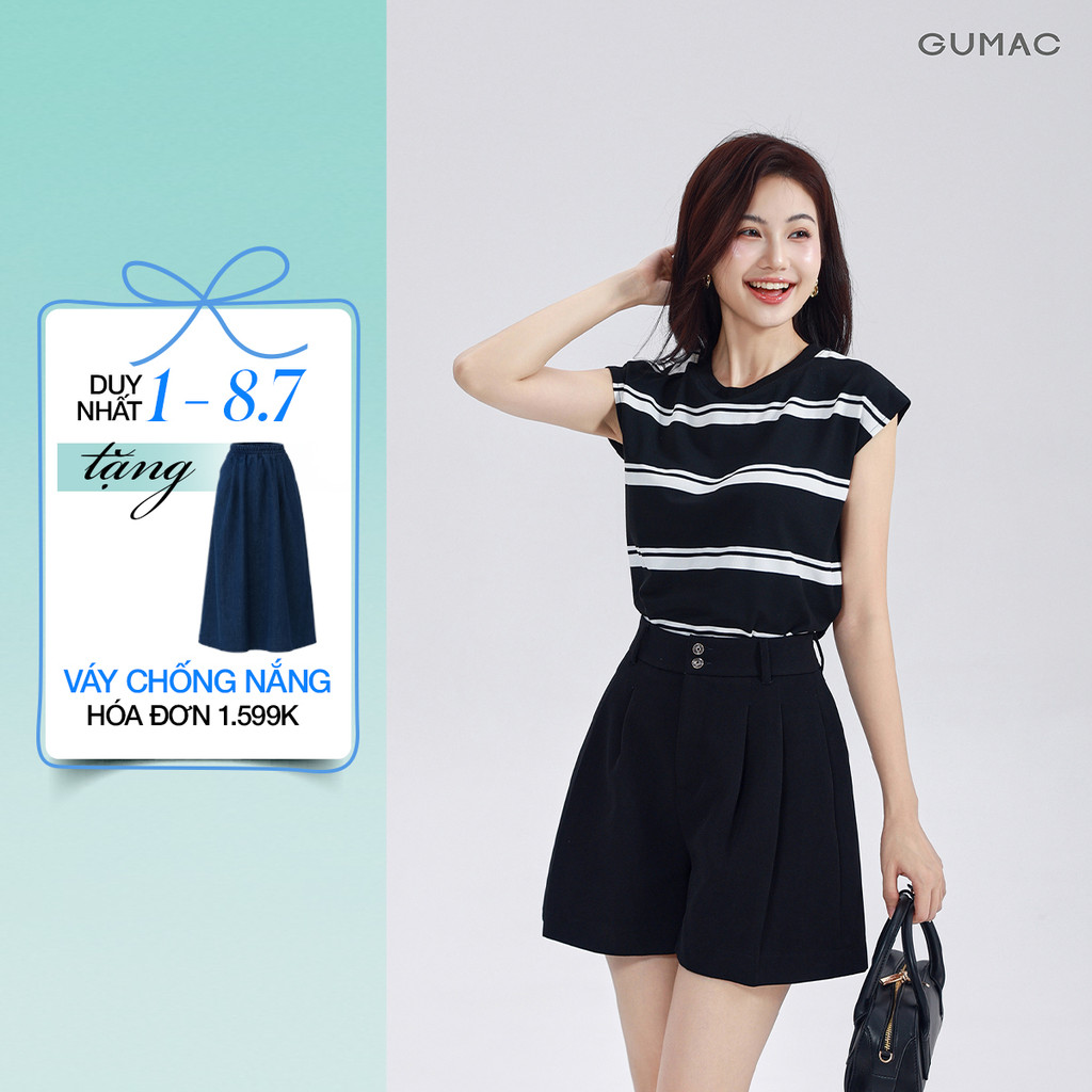 Áo Thun Nữ GUMAC Form Suông Tay Liền Cánh Dơi Kẻ Sọc Thun Co Giãn Trendy LATG0409
